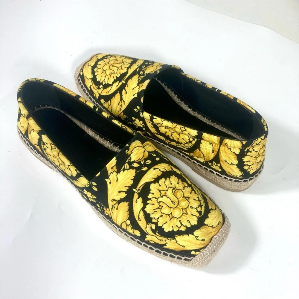Versace Barocco Print Espadrille 37 EU Nero NEW